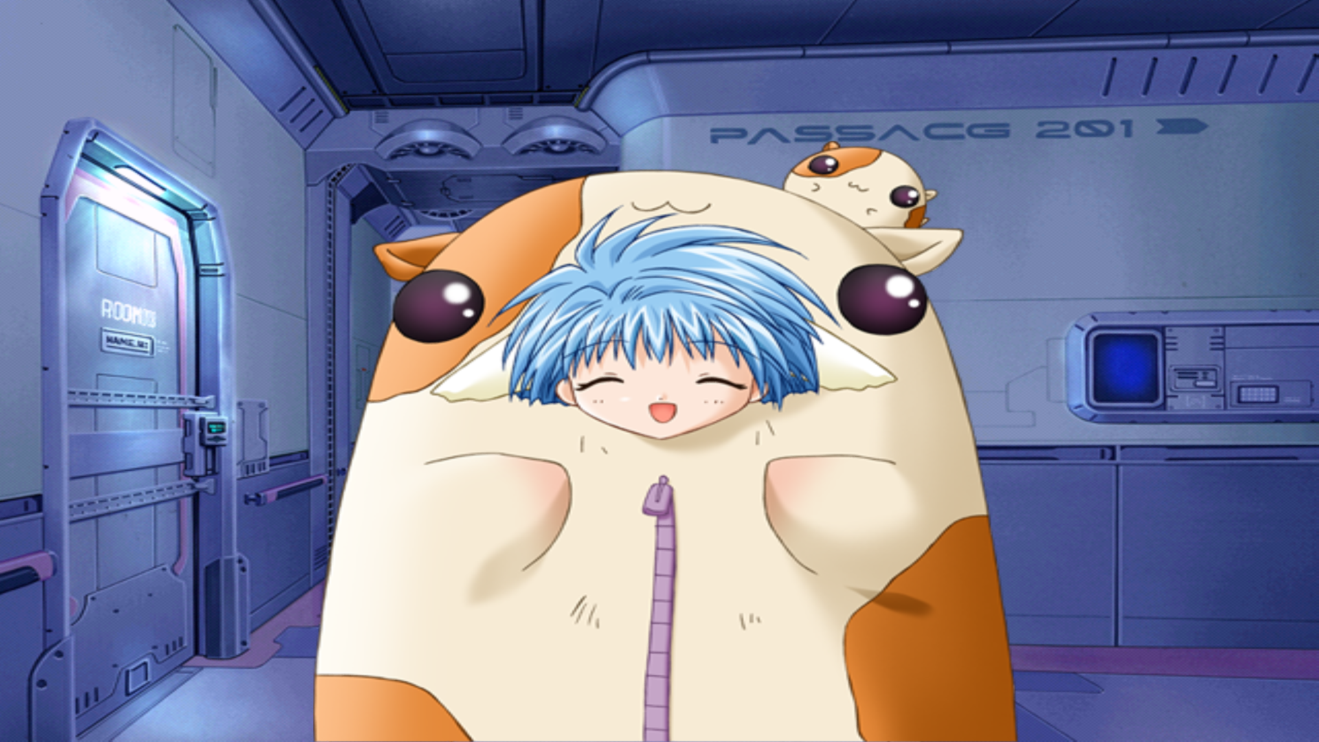 Mint Blancmange in a hamster mascot suit